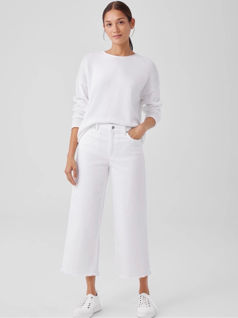 EILEEN FISHER Organic Cotton Denim Wide-Leg Jean Size large